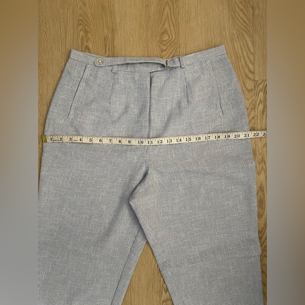 Gingham Tapered Trousers Blue White Sz 14 - Picture 10 of 14